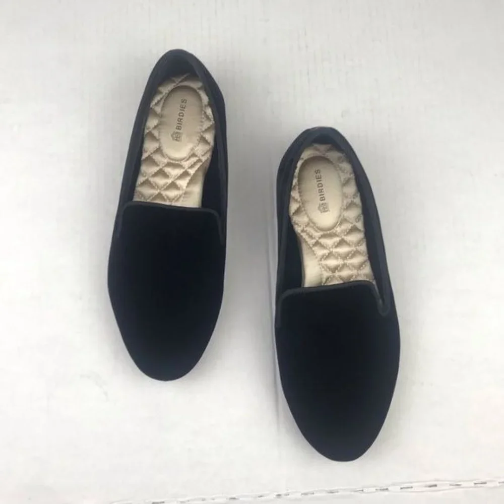 Birdies Black Velvet The Starling Flats Slip Ons